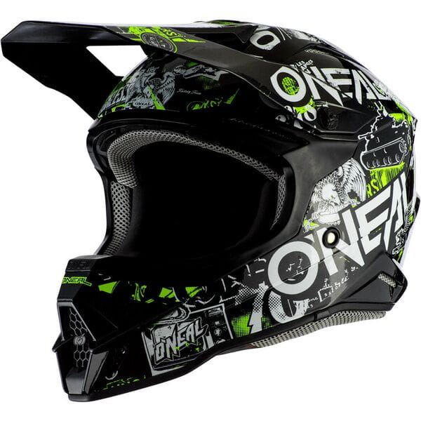 O'Neal 2024 Motocross Helmet 3SRS Attack Black Neon Yellow